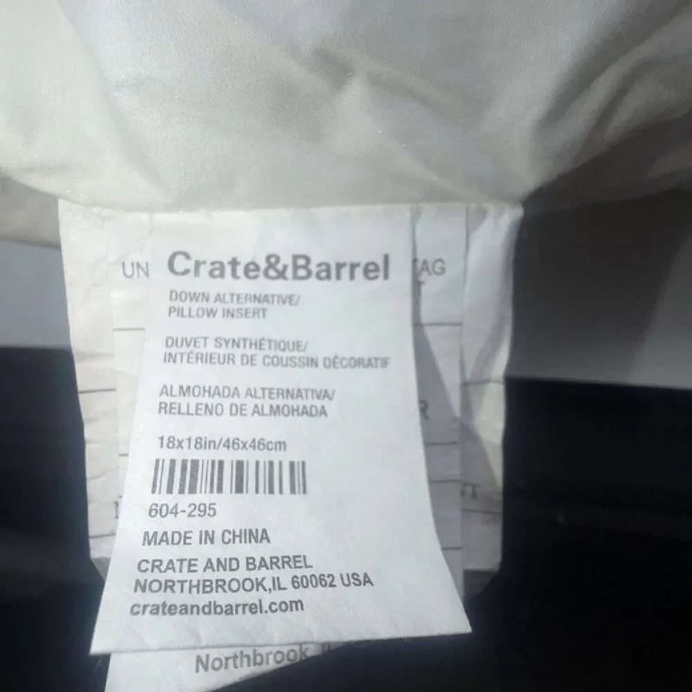 CRATE & BARREL Tempest Needlepoint Woven Pillowcase and Insert- 16” x 16”